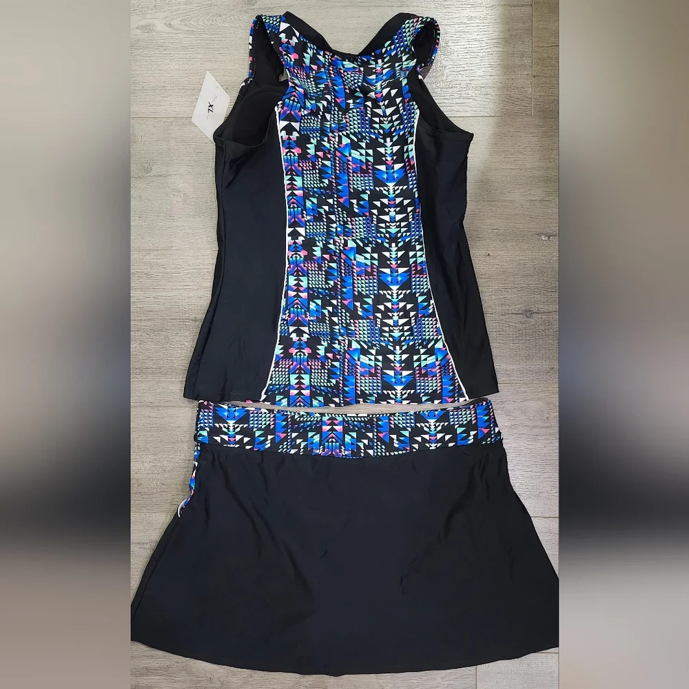 Kalea Boutique Women's Printed Two Piece Swimsuits Tankini Tops With Skirt XL - Picture 7 of 7